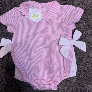 Pink striped mud pie onesie